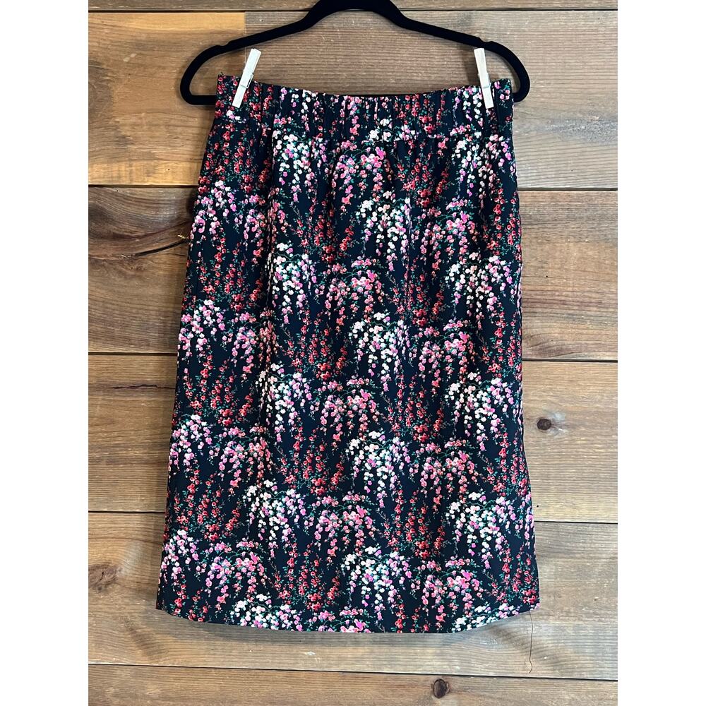 NWT J Crew Floral Novelty Pull-On Stretch Waist Midi‎ Skirt Size S
